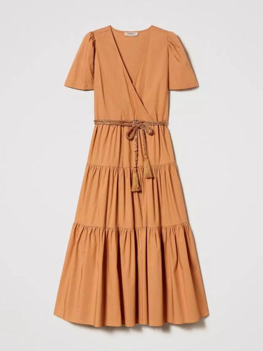 TWINSET Abito lungo in popeline a balze arricciate Art. 231TT2042 col hazel