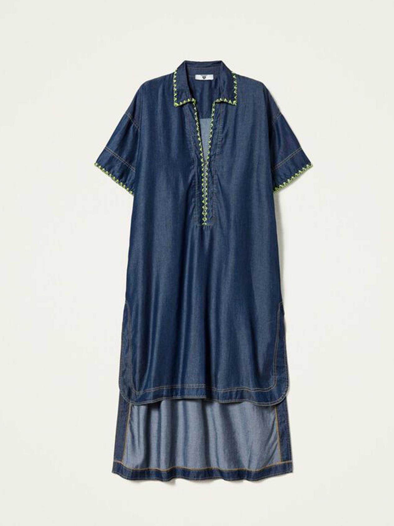 TWINSET Caftano con ricamo fluo Art.  221LM2QCC col. Denim Scuro