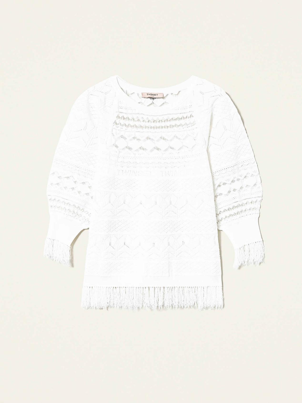 TWINSET Maglia in punto pizzo con frange Art. 221TP3030 col. Giglio