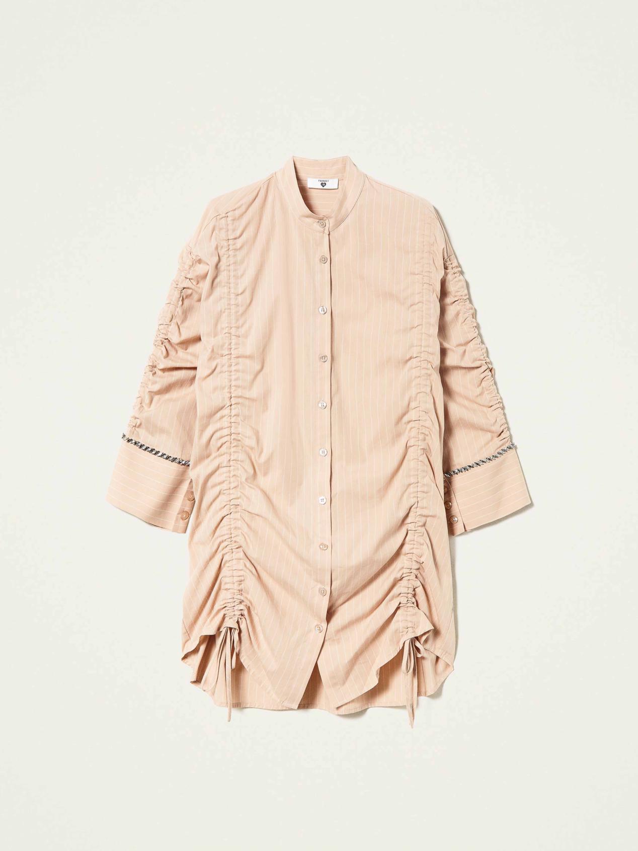 TWINSET Maxi camicia jacquard con ricamo Art. 221LL25JJ col. Bicolor Beige 