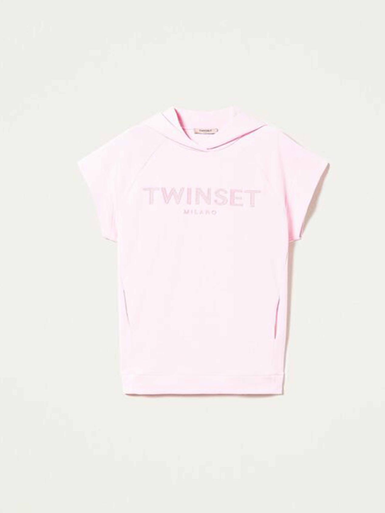 TWINSET Maxi felpa con logo ricamato Art. 221TP2163 col. Rosa