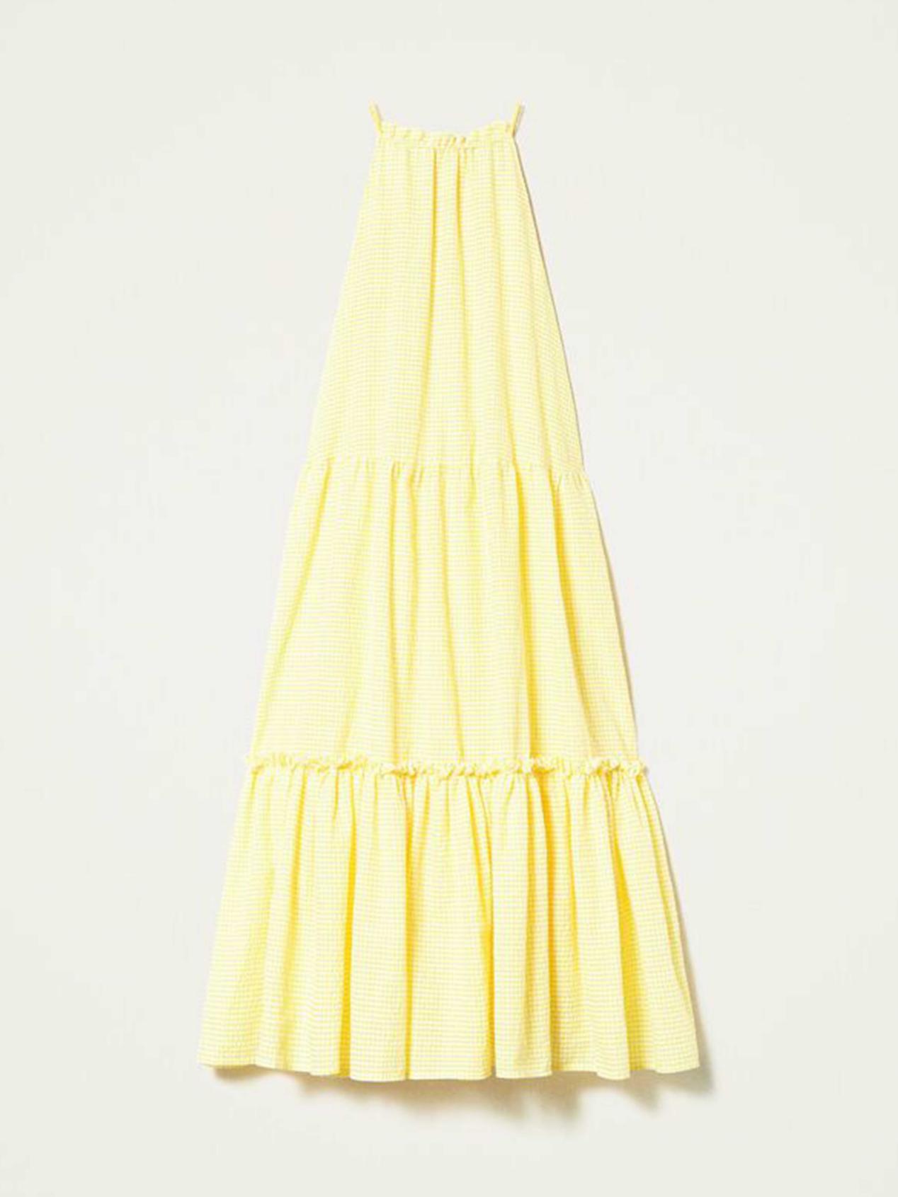TWINSET Abito lungo a fantasia Vichy con balza  Art. 221LM2HCC col. Vichy Giallo