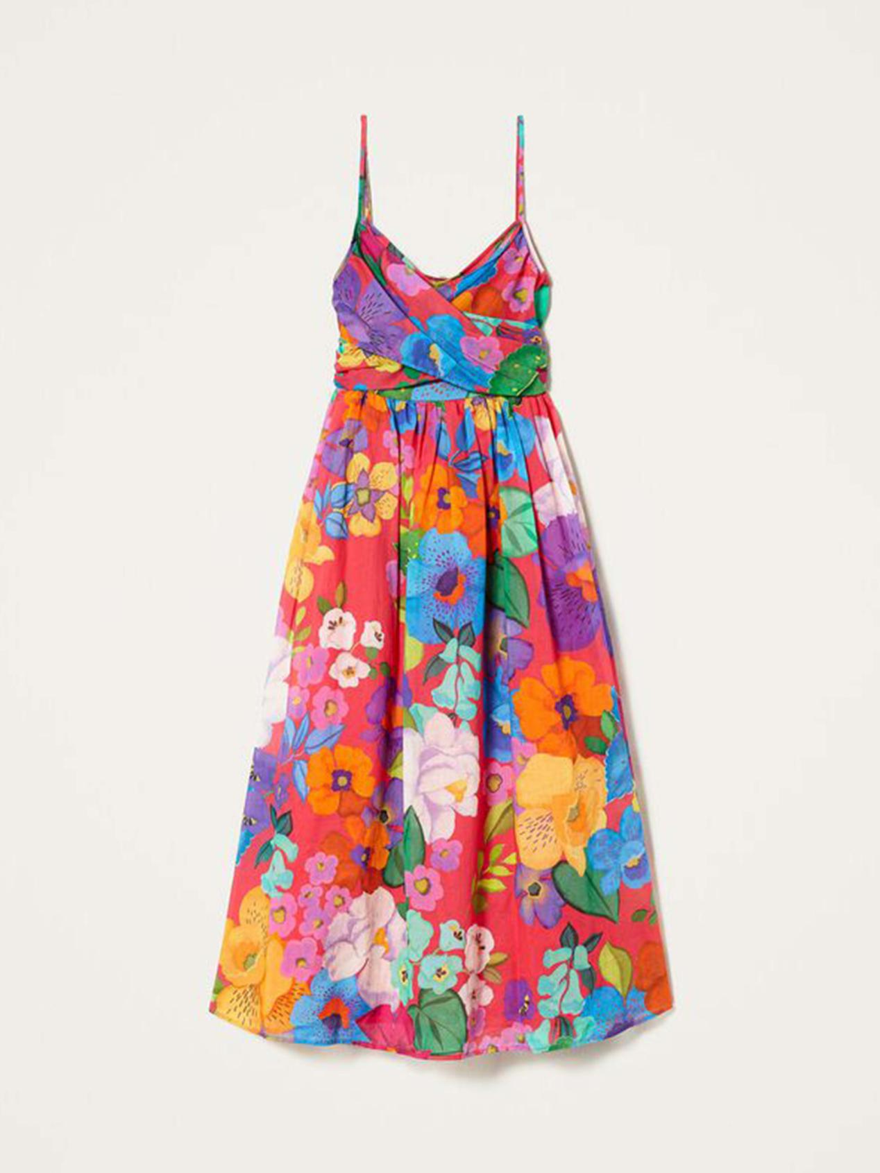 TWINSET Abito lungo in mussola a fiori Art.  221TT2301 col. Stampa Fiore Messico Rosa 